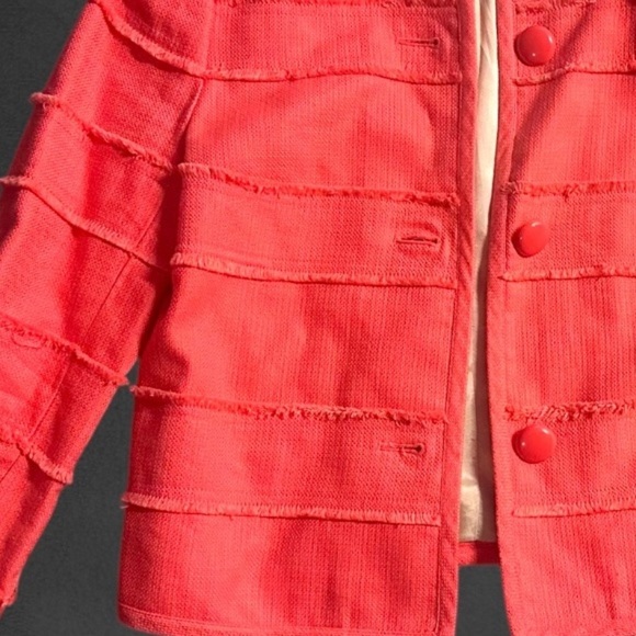 J. Crew Coral Blazer Women’s Size 0 Cotton Blend Collarless Jacket - Picture 4 of 4